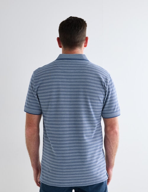 Chisel 2-Colour Stripe Short Sleeve Pique Polo Shirt, Denim product photo View 02 L