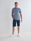 Chisel 2-Colour Stripe Short Sleeve Pique Polo Shirt, Denim product photo View 03 S