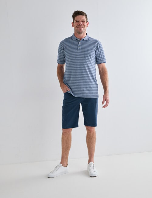 Chisel 2-Colour Stripe Short Sleeve Pique Polo Shirt, Denim product photo View 03 L