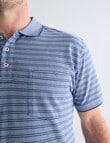 Chisel 2-Colour Stripe Short Sleeve Pique Polo Shirt, Denim product photo View 04 S