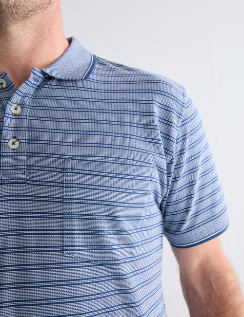 Chisel 2-Colour Stripe Short Sleeve Pique Polo Shirt, Denim product photo View 04 L