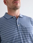 Chisel 2-Colour Stripe Short Sleeve Pique Polo Shirt, Denim product photo View 05 S