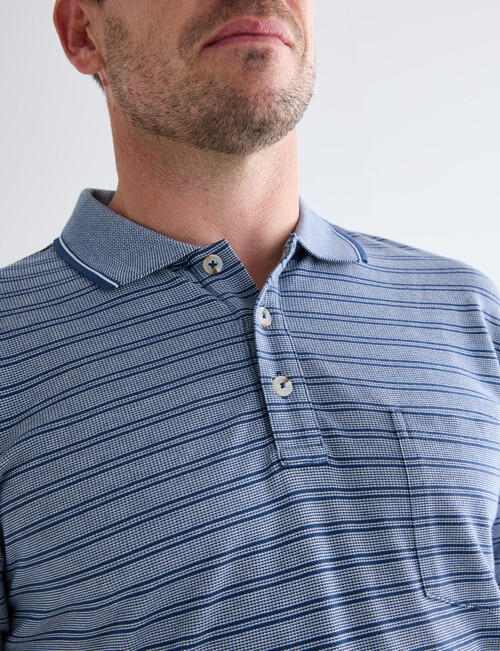 Chisel 2-Colour Stripe Short Sleeve Pique Polo Shirt, Denim product photo View 05 L