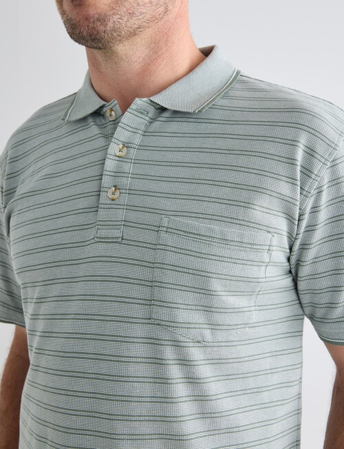 Chisel 2-Colour Stripe Short Sleeve Pique Polo Shirt, Sage product photo View 05 L