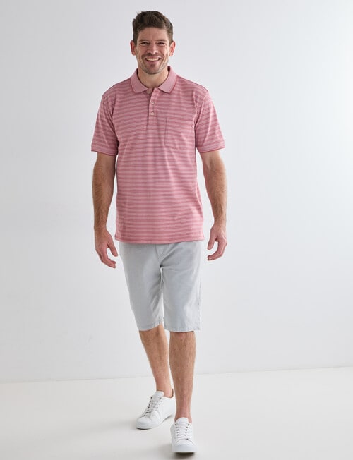 Chisel 2-Colour Stripe Short Sleeve Pique Polo Shirt, Peach product photo View 03 L