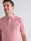 Chisel 2-Colour Stripe Short Sleeve Pique Polo Shirt, Peach product photo View 05 S