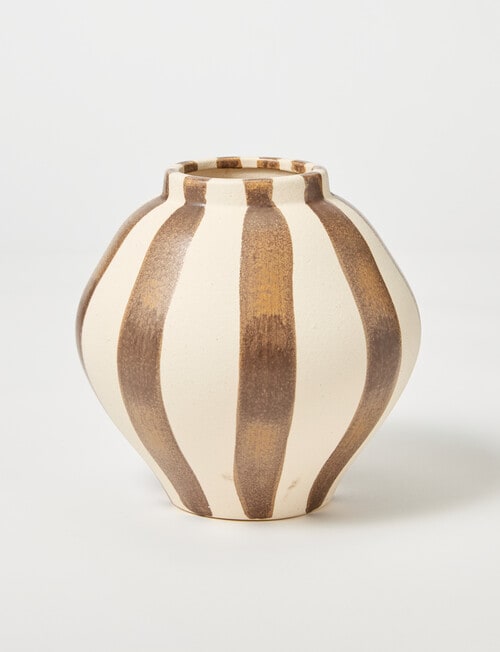 M&Co Lola Stripe Vase, Cocoa product photo
