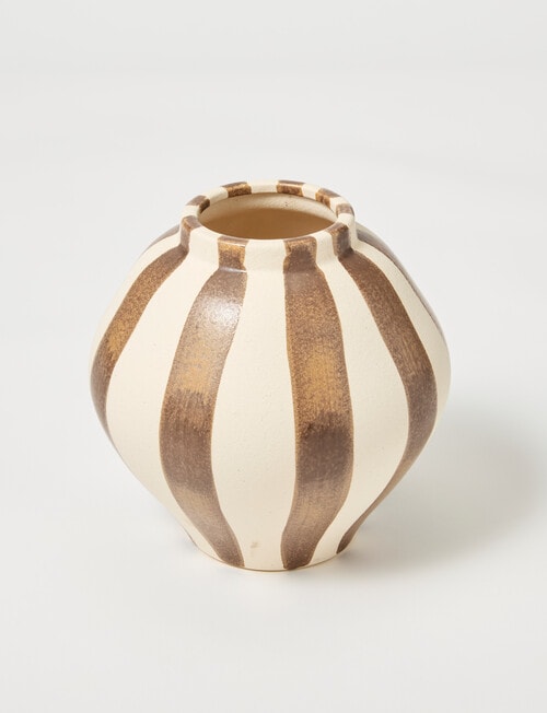 M&Co Lola Stripe Vase, Cocoa product photo View 02 L