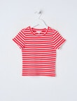 Mac & Ellie Stripe Short Sleeve Rib Tee, Pink & Red product photo