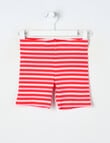 Mac & Ellie Stripe Rib Bike Short, Pink & Red product photo