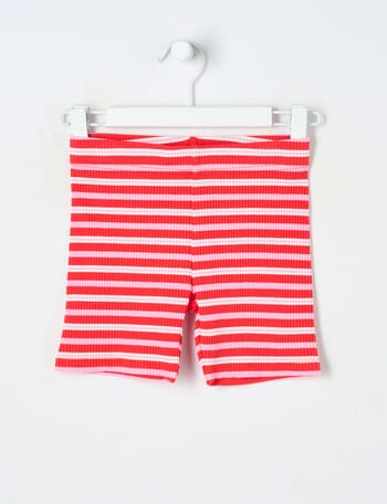 Mac & Ellie Stripe Rib Bike Short, Pink & Red product photo