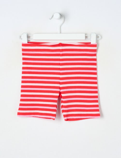 Mac & Ellie Stripe Rib Bike Short, Pink & Red product photo