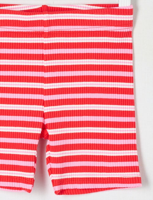 Mac & Ellie Stripe Rib Bike Short, Pink & Red product photo View 02 L