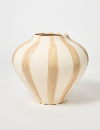 M&Co Lola Stripe Vase, Sand product photo