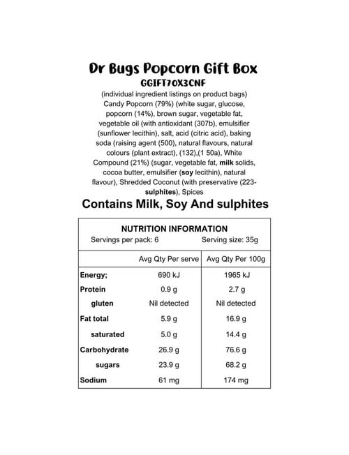 Dr Bugs Gourmet Popcorn Giftbox, 210 g product photo View 02 L