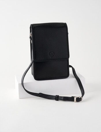 Carte Leather Small Crossbody Bag, Black product photo