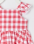 Teeny Weeny Girls Linen Blend Pinny, Red Check product photo View 02 S