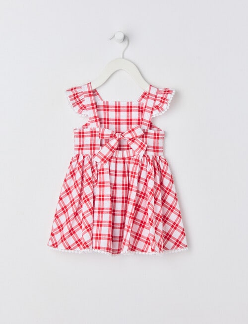 Teeny Weeny Girls Linen Blend Pinny, Red Check product photo View 03 L