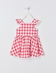 Teeny Weeny Girls Linen Blend Pinny, Red Check product photo View 05 S