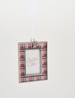 Christmas Shop Photo Frame Metal Ornament, Rectangle Tartan product photo