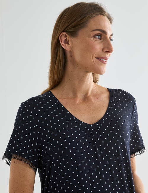 Ruby & Bloom V-Neck Nightie, Navy Spot product photo View 04 L