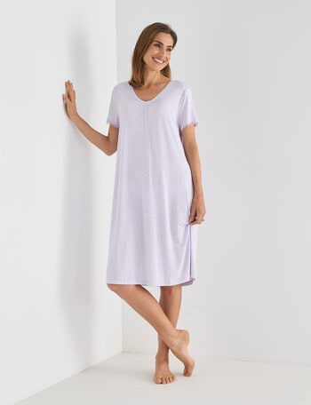 Ruby & Bloom V-Neck Nightie, Lilac Spot product photo