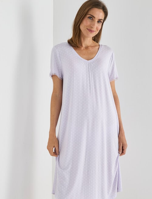 Ruby & Bloom V-Neck Nightie, Lilac Spot product photo View 03 L