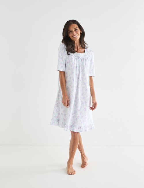 Ruby & Bloom Short Sleeve Nightie, Lilac Print, 10-20 product photo View 03 L