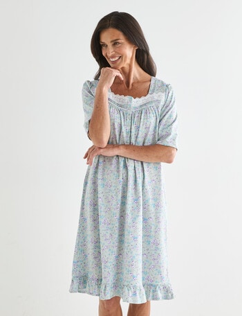 Ruby & Bloom Short Sleeve Nightie, Mint Print, 10-20 product photo