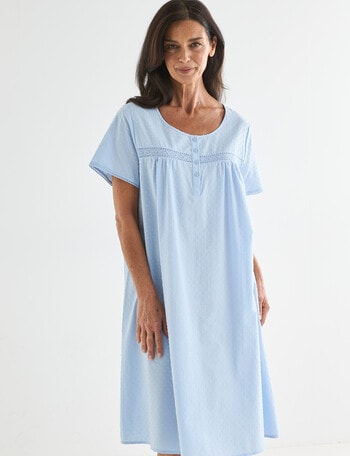 Ruby & Bloom Short Sleeve Hailspot Nightie, Pale Blue, 10-20 product photo