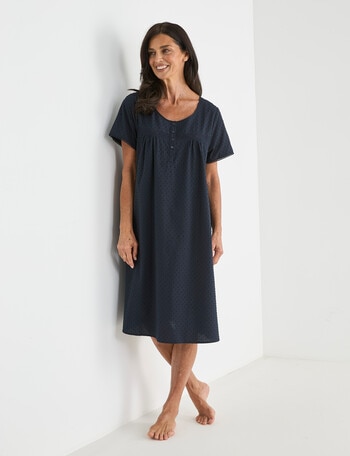 Ruby & Bloom Short Sleeve Hailspot Nightie, Navy, 10-20 product photo