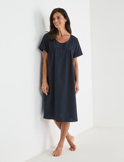 Ruby & Bloom Short Sleeve Hailspot Nightie, Navy, 10-20 product photo