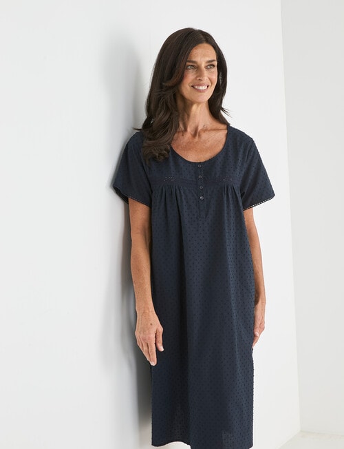 Ruby & Bloom Short Sleeve Hailspot Nightie, Navy, 10-20 product photo View 03 L
