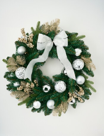 Christmas Shop Bow Wreath, White, 61cm product photo