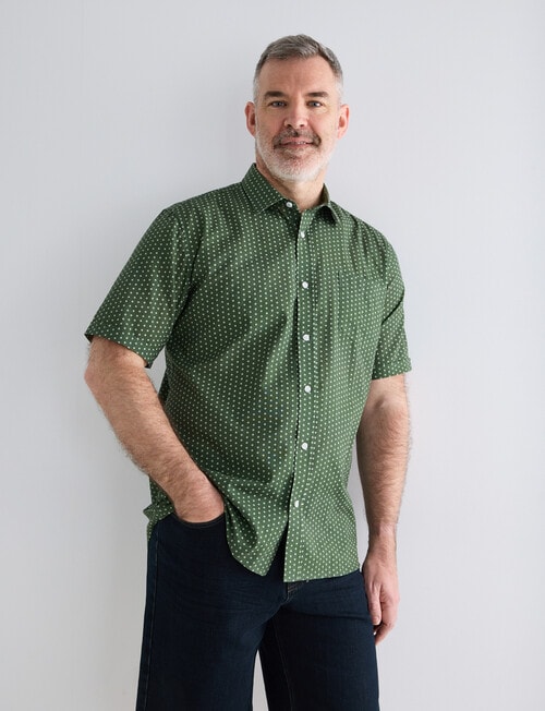 Chisel Ditsy Print Short Sleeve Shirt, Khaki product photo