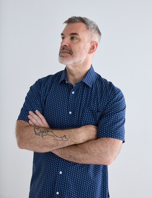 Chisel Ditsy Print Short Sleeve Shirt, Blue product photo View 05 L