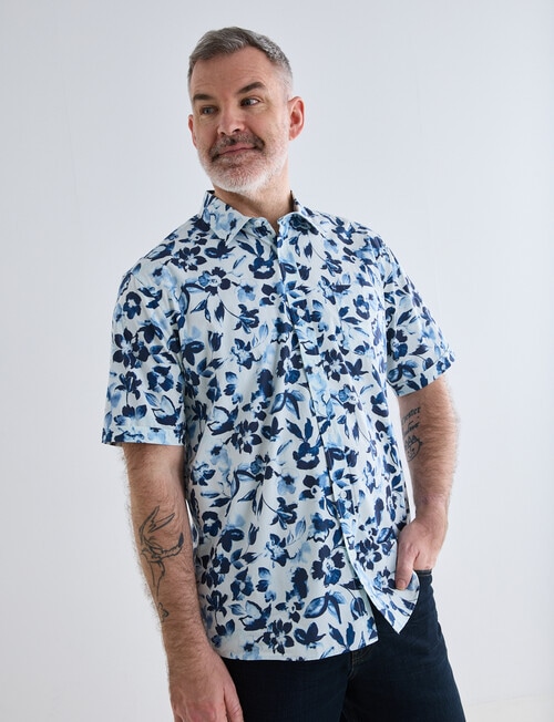 Chisel Floral Short Sleeve Shirt, White product photo