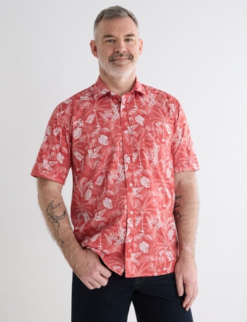 Chisel Peach Palm Short Sleeve Shirt product photo