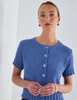 Jigsaw Gravity Short Sleeve Cardigan, Smokey Blue product photo