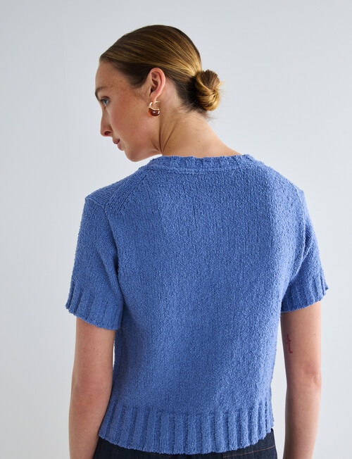 Jigsaw Gravity Short Sleeve Cardigan, Smokey Blue product photo View 02 L