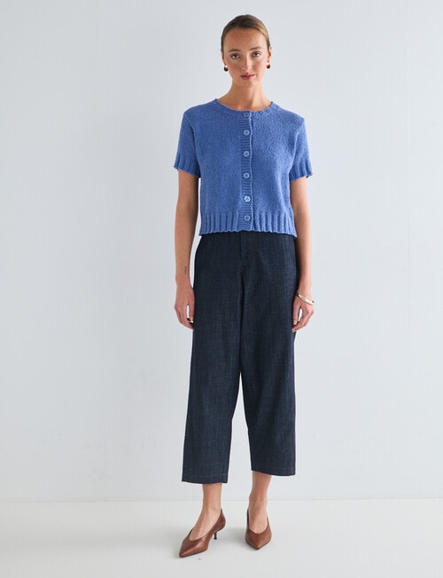 Jigsaw Gravity Short Sleeve Cardigan, Smokey Blue product photo View 03 L