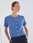 Jigsaw Gravity Short Sleeve Cardigan, Smokey Blue product photo View 06 S