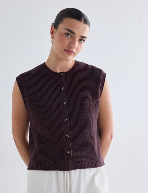 Mineral Theo Cardigan, Chocolate product photo View 06 L