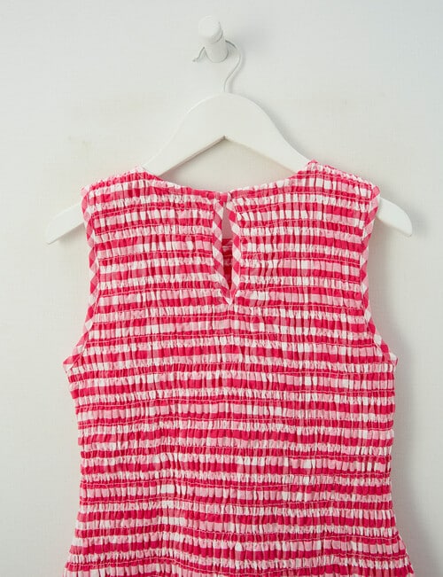 Switch Amber Gingham Shirred Dress, Raspberry product photo View 03 L