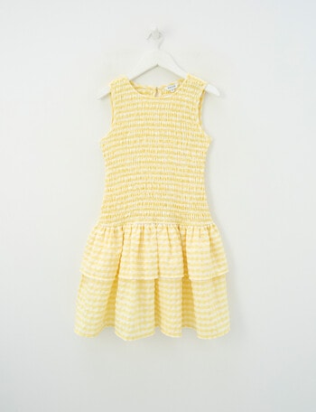 Switch Amber Gingham Shirred Dress, Lemon product photo