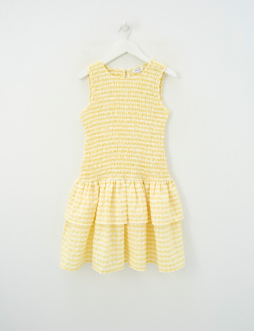 Switch Amber Gingham Shirred Dress, Lemon product photo