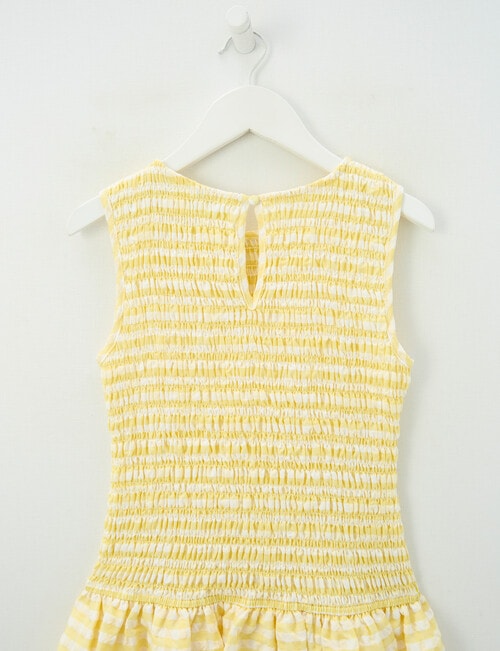Switch Amber Gingham Shirred Dress, Lemon product photo View 03 L