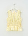 Switch Amber Gingham Shirred Top, Lemon product photo