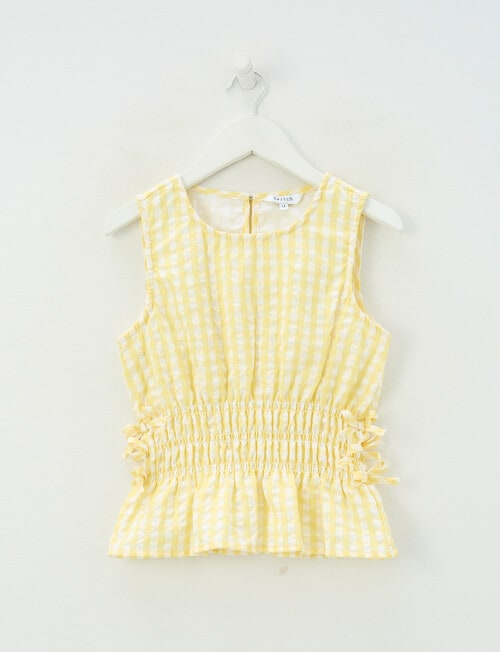 Switch Amber Gingham Shirred Top, Lemon product photo