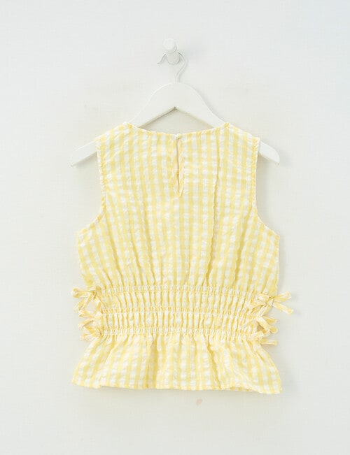 Switch Amber Gingham Shirred Top, Lemon product photo View 02 L